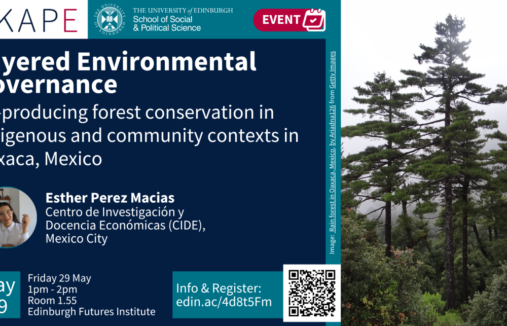 Image of the presenter and a forest in Oaxaca